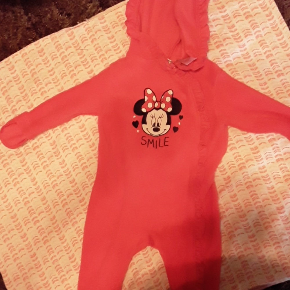 0-3mos girls hooded, footed, sleeper